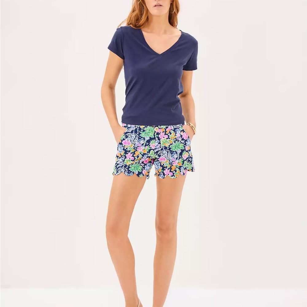 Lilly Pulitzer Disney Buttercup Shorts Navy Green Pink Size 4 - Picture 2 of 7